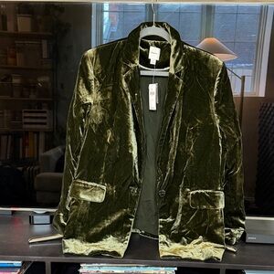 NWT Maeve Women’s Velvet Blazer - Olive Green
